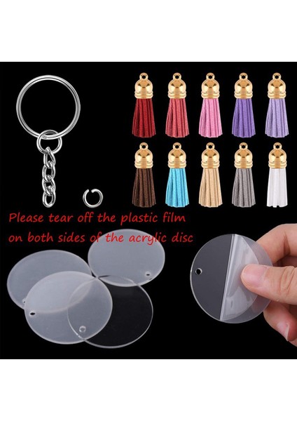 Akrilik Daire Anahtarlık Boşlukları Şeffaf Kiti Cricut Vinil Projesi Için 120 Adet, Akrilik Disk Boşlukları, Püsküller, Gümüş Dahil (Yurt Dışından) fırsatları