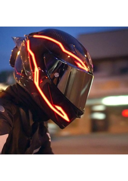 4'ü 1 Arada Motosiklet Kaskı Gece Sürme Soğuk Işık Sinyali Yanıp Sönen Şerit LED Işıklı Etiket Şeridi USB Şarj Cihazı (Buz Mavisi) (Yurt Dışından) fiyatları