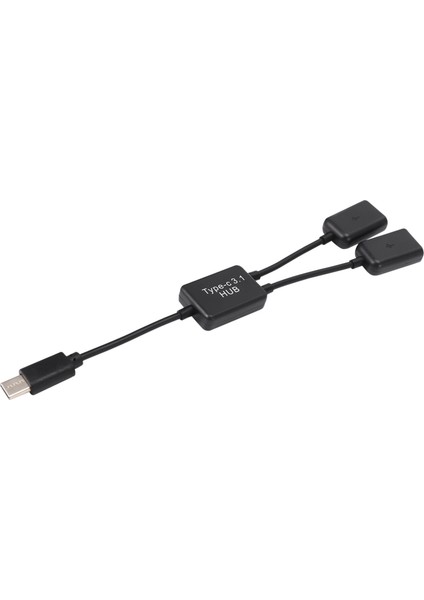 Tip C Otg USB 3.1 Erkek - Çift 2.0 Dişi Otg Şarj 2 Bağlantı Noktalı Hub Kablo Y Bölücü (Yurt Dışından)