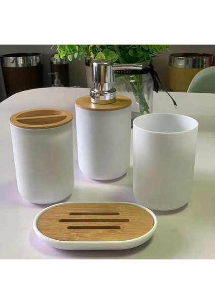 Banyo Aksesuarları Seti Sabunluk Şişe Bulaşık Tuvalet Diş Fırçası Tutucu Bardak Takım Elbise Beyaz (Yurt Dışından) fiyatları