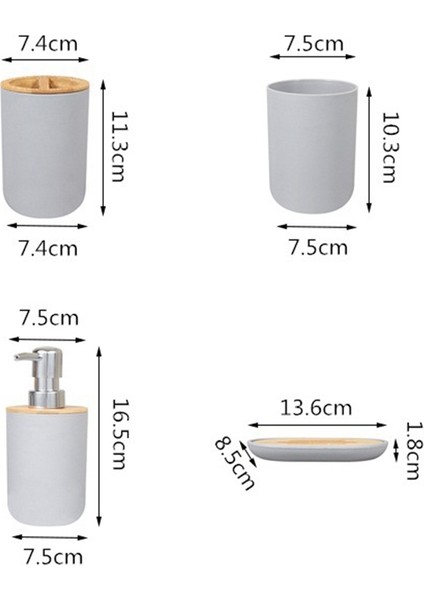 Banyo Aksesuarları Seti Sabunluk Şişe Bulaşık Tuvalet Diş Fırçası Tutucu Bardak Takım Elbise Beyaz (Yurt Dışından) modelleri