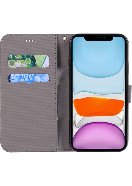 iPhone 11 Pro Flip Cover Case Için Colorblock Flip Wallet Telefon Kılıfı (Yurt Dışından)