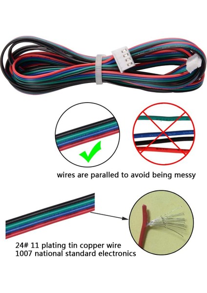 Adet 2 M Motor Bağlantı Kabloları Xh2.54 4pin To Xh2.0 6pin Beyaz Terminal Paralel Motor Telleri 3D Yazıcı Step (Yurt Dışından)