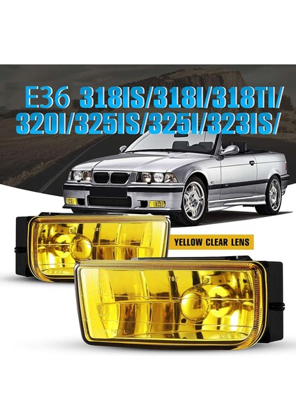-Bmw M3 (E36) 3 Serisi 1992-1999 Için E36 Sis Farları Sis Lambaları Yedek Montaj 1 Çift (Sarı Lens) (Yurt Dışından)