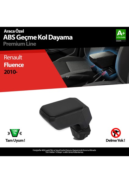 Renault Fluence Kol Dayama Kolçak Geçmeli ABS Siyah 2010-2016 A+ Kalite