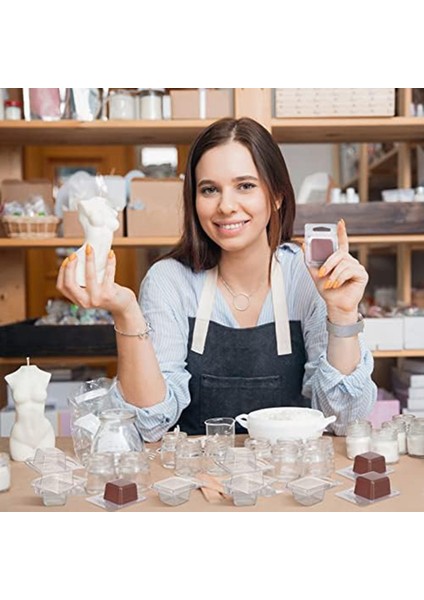 Balmumu Eriyik Kalıpları Temizle 1 Oz Kare Mum Kalıpları Dıy Çikolatalar Için Balmumu Eriyik Wickless Mumlar Sabun Yapımı (100 Adet) (Yurt Dışından) modelleri