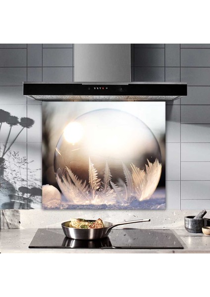 Kış Küresi Desenli | Cam Ocak Arkası Koruyucu | 52cm x 60cm