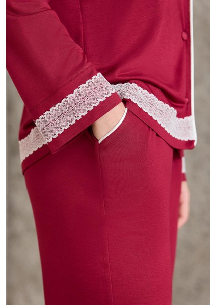 Penye Biyeli - Dantelli Pijama Takımı - 2200 modelleri