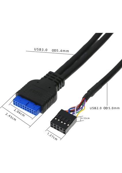 60 cm Ön Kasa Paneli Usb3.0+Usb3.0+Hd Ses Jakı Bağlantı Noktaları I/o Kartı + Dahili Tel USB Çerçeve Hattı Dıy Kılıf Uzatma Hattı (Yurt Dışından)