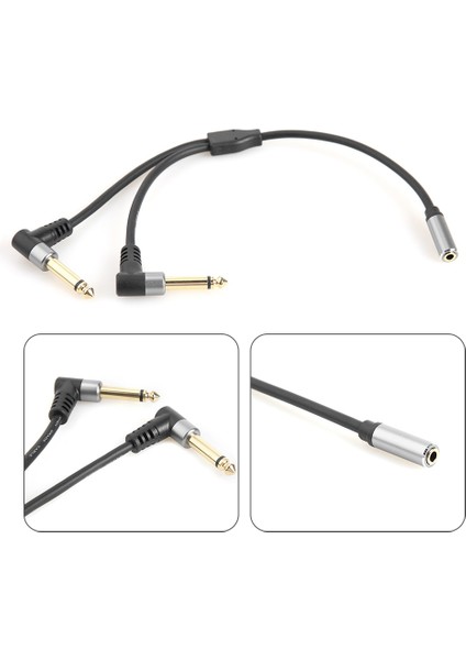 1/8 Inç Soket 1/4 Inç Fiş Y Splitter Adaptör Kablosu 0.24 M 3.5mm Kadın Stereo Çift 6.35MM Erkek Ses Kablosu (Yurt Dışından)