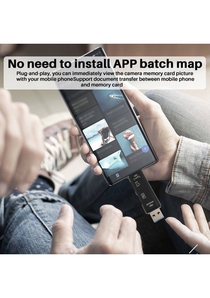 5'i 1 Arada Çok Fonksiyonlu Otg Kart Okuyucu Mikro-Sd / Sd Kart / USB Okuyucu Desteği Tf Android Tip-C Telefon / Bilgisayar / Tip-C Evrensel (Yurt Dışından)