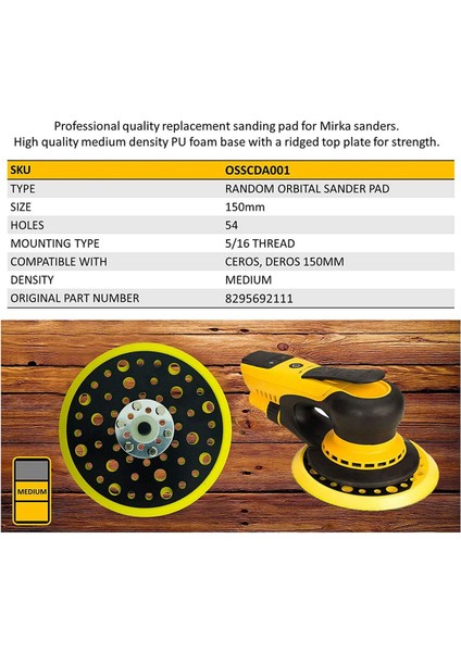 150MM 5/16 Dişli 52 Delik Orta Yoğunluklu Rastgele Orbital Zımpara Makinesi Kanca ve Döngü Destek Pedi Mirka Ceros Deros ile Uyumlu (Yurt Dışından)