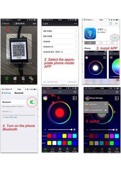 6 In 1 Rgb LED Atmosfer Araba Işık Iç Ortam Işığı Fiber Optik Şeritler Işık App Kontrolü Tarafından Dıy Müzik 8 M Fiber (Yurt Dışından)