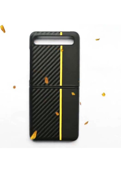 Samsung Galaxy Z Için Lüks Karbon Fiber Kapak Flip Case Siyah Kırmızı (Yurt Dışından)