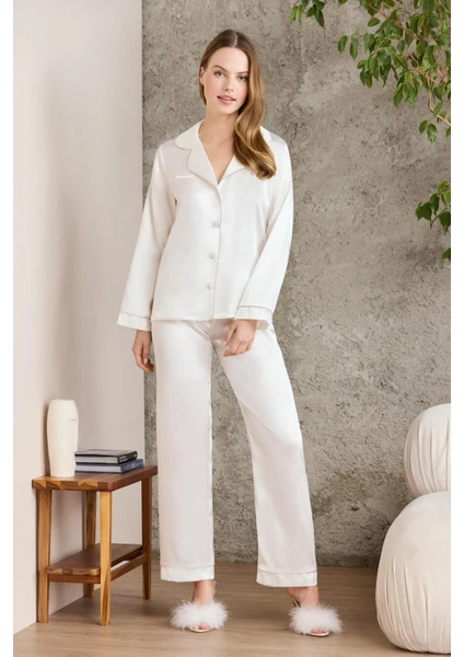 Pierre Cardin  Saten Biyeli Pijama Takımı  - 1200