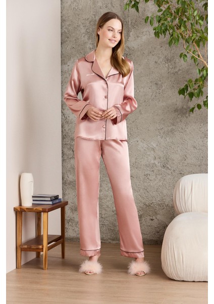 Saten Biyeli Pijama Takımı - 1200