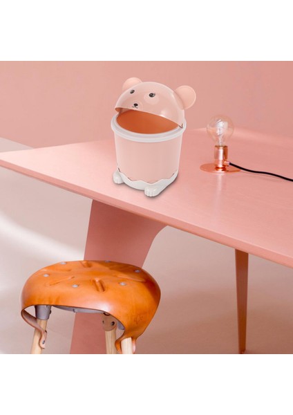 Yaratıcı Sevimli Masaüstü Çöp Masaüstü Kapaklı Küçük Kağıt Sepeti Mini Çevirme Plastik Çöp Kutusu Pembe (Yurt Dışından) fırsatları