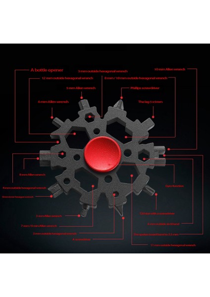 22-In-1 Kar Tanesi Çok Amaçlı Karbon Çelik Kar Tanesi Standart Çok Amaçlı Araç, Kar Tanesi Anahtarı Erkekler Için Hediyeler B (Yurt Dışından)