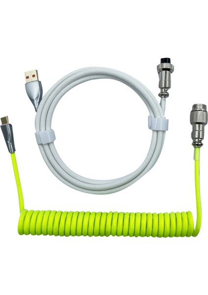 Mekanik Klavye Kablosu Havacılık Takılabilir Kablo USB Veri Kablosu, Beyaz (Yurt Dışından)