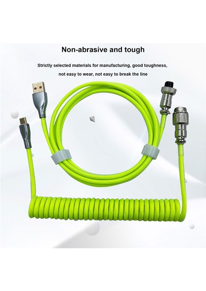Mekanik Klavye Kablosu Havacılık Takılabilir Kablo USB Veri Kablosu, Beyaz (Yurt Dışından)