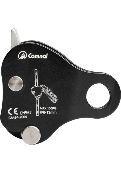 Camnal Güvenlik Tırmanma Koruyucu Ascender 220LB Tırmanma Koruyucu Cihaz Halat Kavrama Açık Tırmanma Arma 8-13MM Halat, Siyah (Yurt Dışından)