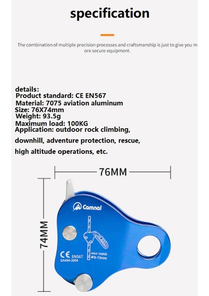 Camnal Güvenlik Tırmanma Koruyucu Ascender 220LB Tırmanma Koruyucu Cihaz Halat Kavrama Açık Tırmanma Arma 8-13MM Halat, Siyah (Yurt Dışından) indirimleri