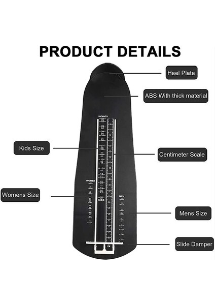 Profesyonel Ayak Ölçüm Cihazı, Abd Standart Ayakkabı Boyutlandırıcı, Çocuklar ve Yetişkinler Için Ayakkabı Ölçüm Cihazı Cetvel Boyutlandırıcı (Yurt Dışından)