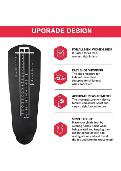 Profesyonel Ayak Ölçüm Cihazı, Abd Standart Ayakkabı Boyutlandırıcı, Çocuklar ve Yetişkinler Için Ayakkabı Ölçüm Cihazı Cetvel Boyutlandırıcı (Yurt Dışından)