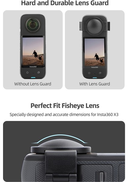 Sunnylife Koruyucu Lens Kapağı INSTA360 X3 Kamera Lensi Silikon Kapak Kamera Ayrılabilir Lens Koruyucu Kapak Aksesuarı (Yurt Dışından)