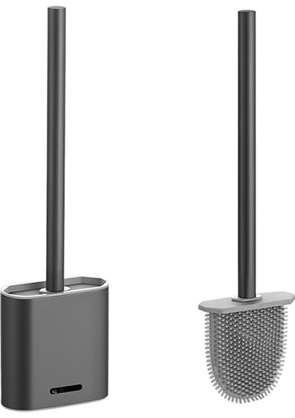 Premium Silikon Tuvalet Fırçası - Gri - Duvara Montajlı ve Turbo Kurutmalı Tuvalet Fırçalığı (Yurt Dışından)