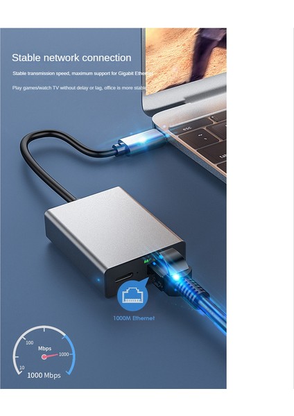 Type C - Ethernet Adaptörü Pc Dizüstü Bilgisayar Için 4K USB Dock Adaptörü (Yurt Dışından)