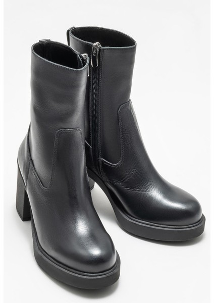 Siyah Deri Kadın Topuklu Bot fiyatları