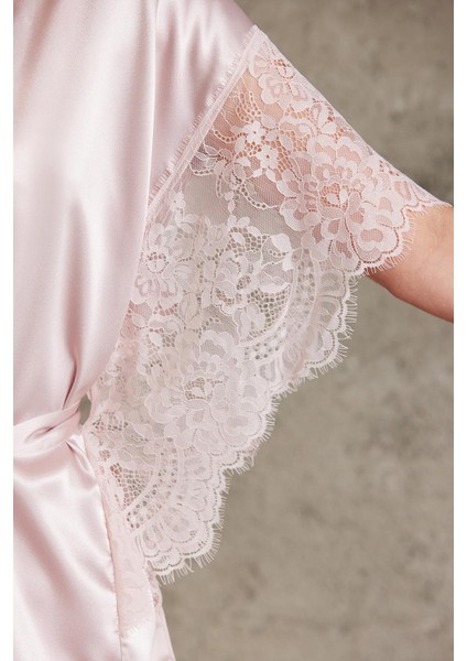 Saten Dantelli Gecelik ve Sabahlık Takımı - 4490 modelleri