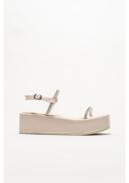 Bej Kadın Topuklu Sandalet
