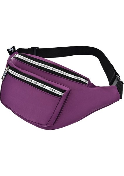 Erkek ve Kadın Bel Çantası Oxford Kumaş Su Geçirmez Omuz Çantası Crossbody Çanta Çok Katmanlı Fermuarlı Göğüs Çantası (Yurt Dışından)