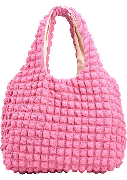 Pilili Waffle Omuz Çantası, Kabarcık Ekose Tote Çanta, Şık, Büyük Kapasiteli Alışveriş Çantası (Yurt Dışından)