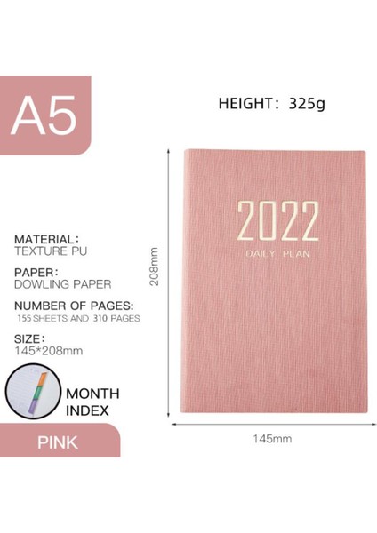 A5 Günlük Defter Pu Kapaklı Defterler Okul Ofis Supplie, Pembe (Yurt Dışından)
