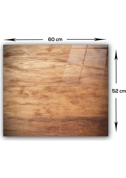 Ahşap Görünümlü | Cam Ocak Arkası Koruyucu | 52cm x 60cm modelleri