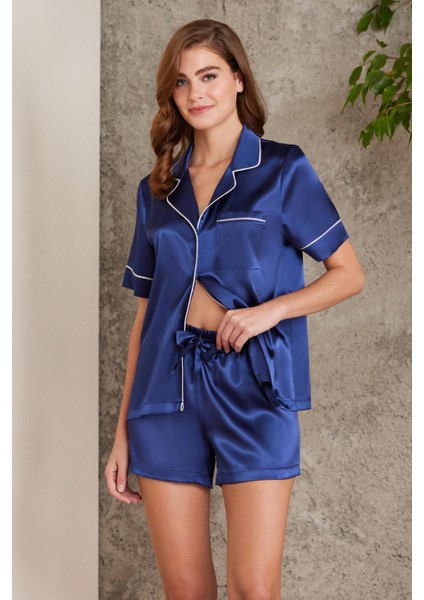 Saten Biyeli Pijama Takımı - 1205