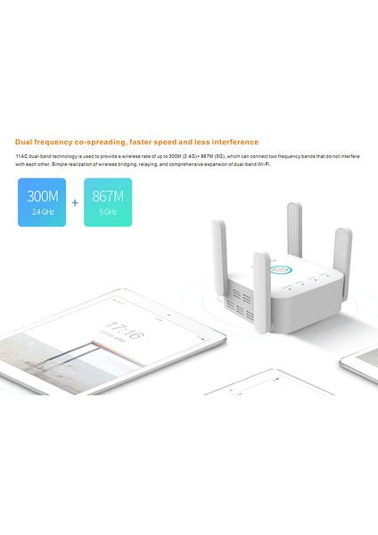 1200M Çift Frekanslı Kablosuz Wifi Genişletici Tekrarlayıcı, Abd Tak Siyah (Yurt Dışından)