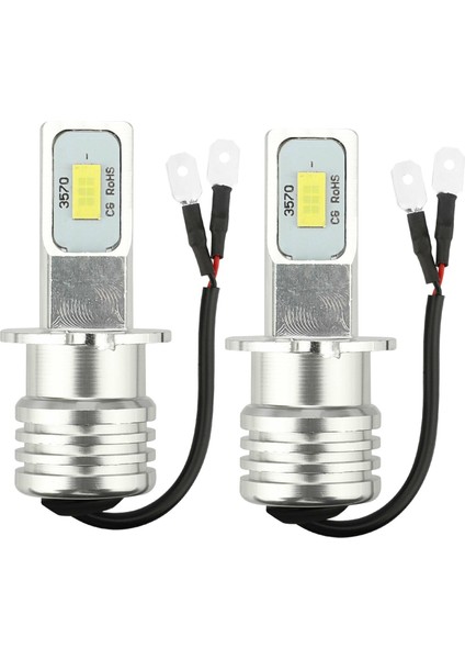 2x H3 Süper Parlak -Led Far Kiti 100W 10000LM Sis Drl Ampuller 6000K Beyaz (Yurt Dışından)