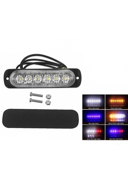 12V-24V 6led Işık Flaş Acil Araç Araç Uyarı Strobe Yanıp Sönen Beyaz (Yurt Dışından)