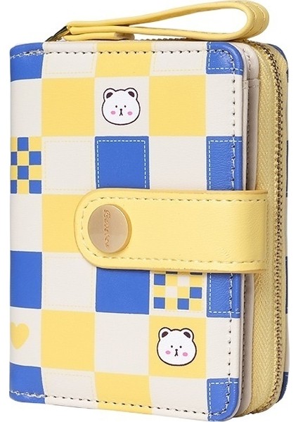 Ingiliz Tarzı Kadın Cüzdan Ekose Tavşan Dama Tahtası Kımlık Saklama Çantası Işık Lüks Stil Kolej Debriyaj (Yurt Dışından)