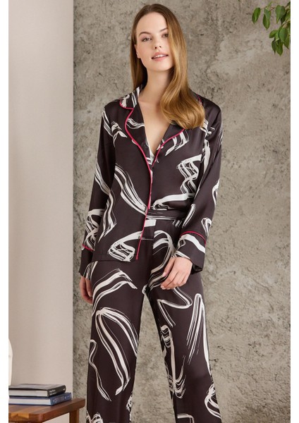 Saten Desenli Pijama Takımı - 1230 fiyatları