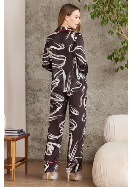 Saten Desenli Pijama Takımı - 1230 fırsatları