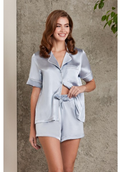 Saten Biyeli Pijama Takımı - 1205