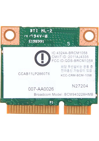 BCM943228HMB Wifi Kartı Ağ Kartı Çift Bant 300 Mbps Bluetooth4.0 802.11A/B/G/N Mini Pcı-E Dizüstü Bilgisayar Wlan Adaptörü (Yurt Dışından)