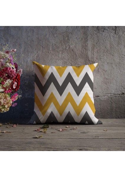 Zigzag Desenli Çift Taraflı Dekoratif Kırlent Kılıfı