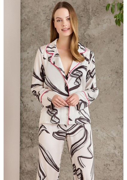 Saten Desenli Pijama Takımı - 1230 fiyatları