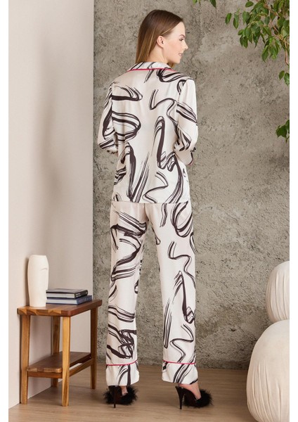 Saten Desenli Pijama Takımı - 1230 modelleri